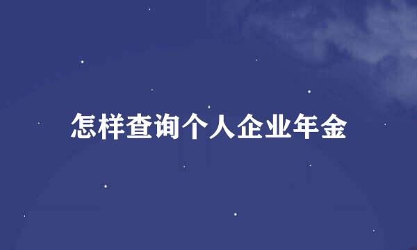 怎样查询个人企业年金