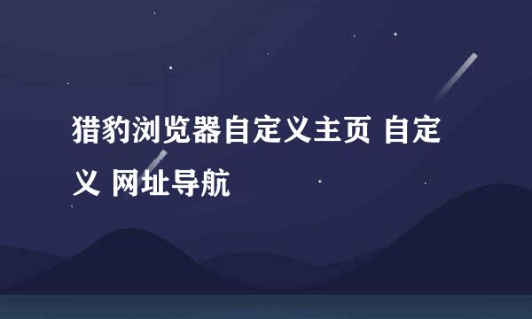 猎豹浏览器自定义主页 自定义 网址导航
