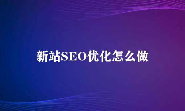 新站SEO优化怎么做