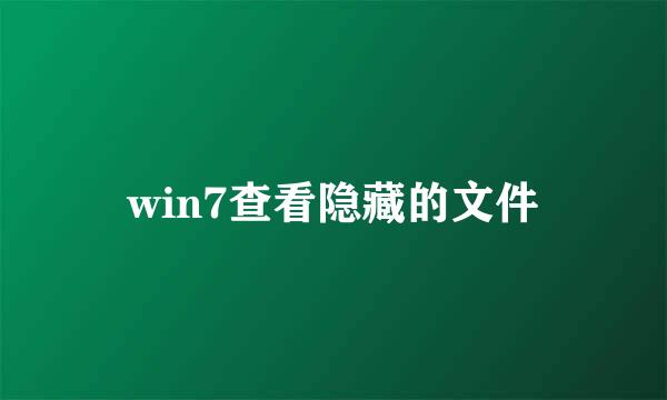 win7查看隐藏的文件