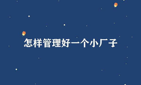 怎样管理好一个小厂子