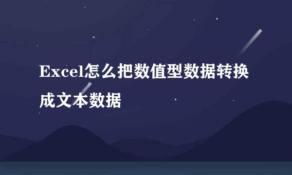 Excel怎么把数值型数据转换成文本数据
