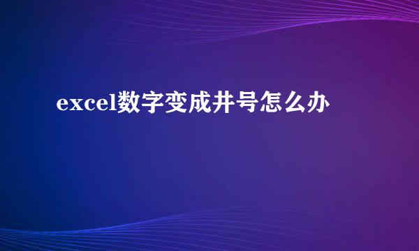 excel数字变成井号怎么办