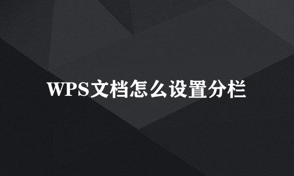 WPS文档怎么设置分栏