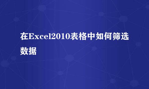 在Excel2010表格中如何筛选数据
