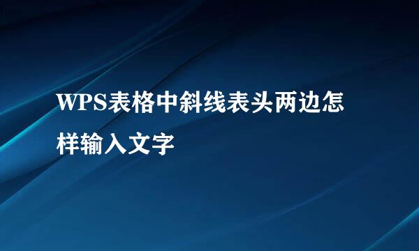 WPS表格中斜线表头两边怎样输入文字