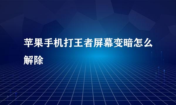 苹果手机打王者屏幕变暗怎么解除