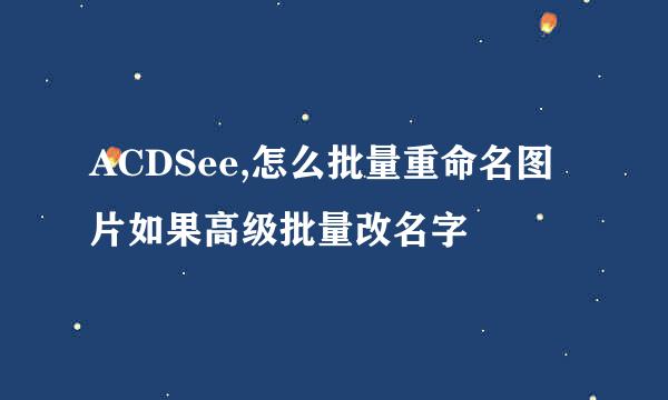 ACDSee,怎么批量重命名图片如果高级批量改名字