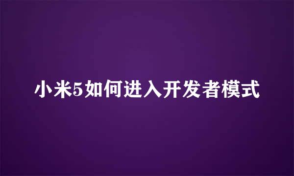 小米5如何进入开发者模式