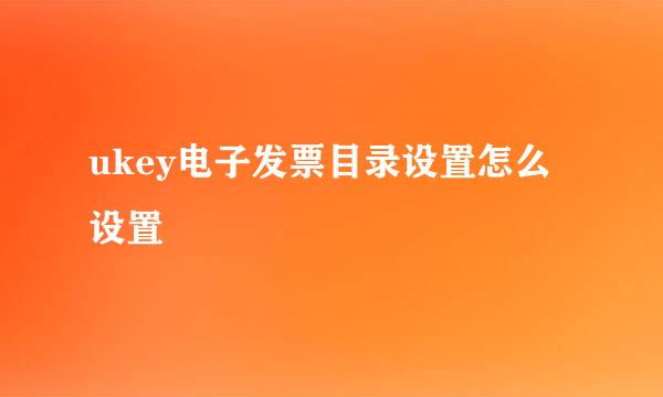 ukey电子发票目录设置怎么设置