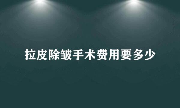 拉皮除皱手术费用要多少