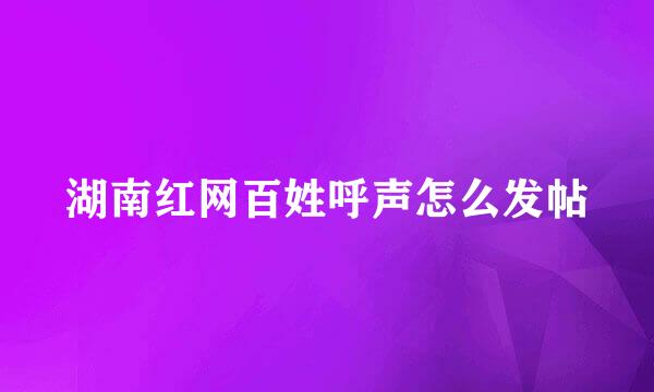 湖南红网百姓呼声怎么发帖