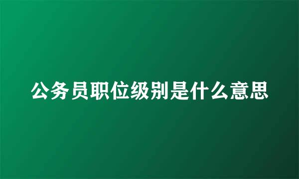 公务员职位级别是什么意思