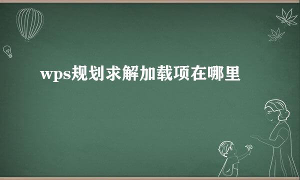 wps规划求解加载项在哪里