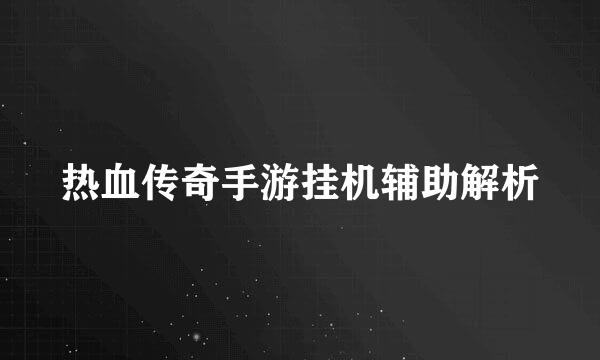 热血传奇手游挂机辅助解析