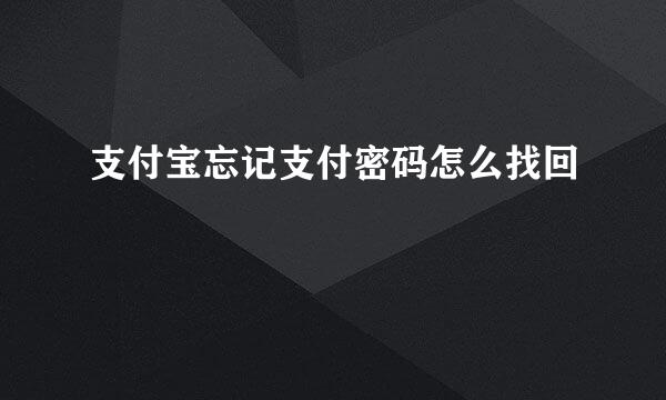 支付宝忘记支付密码怎么找回
