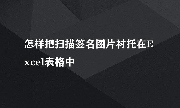 怎样把扫描签名图片衬托在Excel表格中