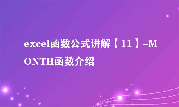 excel函数公式讲解【11】-MONTH函数介绍