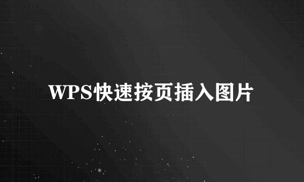 WPS快速按页插入图片