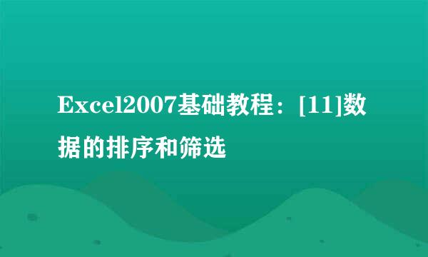 Excel2007基础教程：[11]数据的排序和筛选