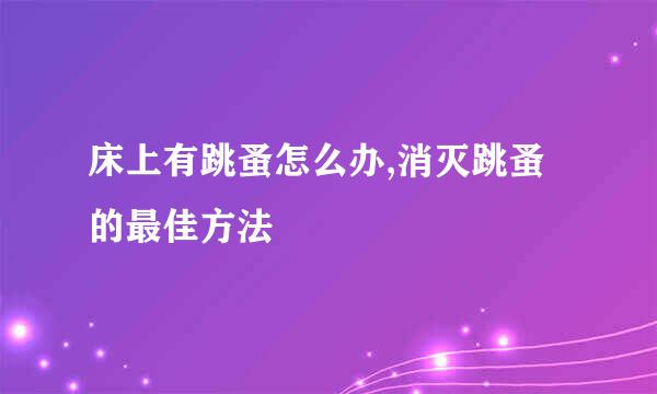 床上有跳蚤怎么办,消灭跳蚤的最佳方法