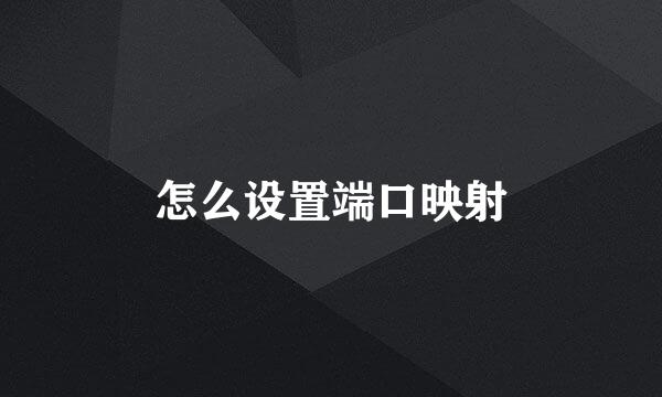 怎么设置端口映射