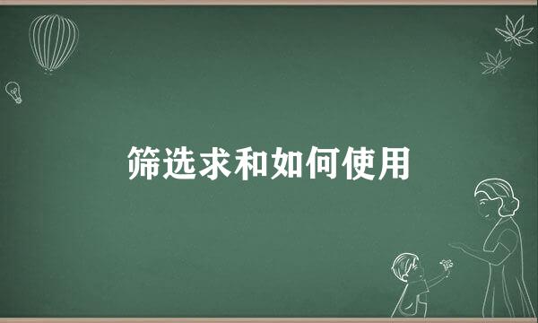 筛选求和如何使用