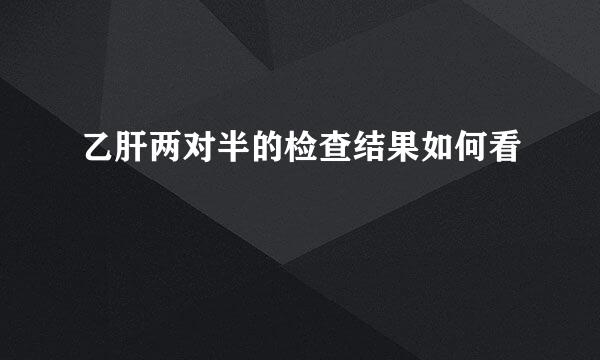 乙肝两对半的检查结果如何看