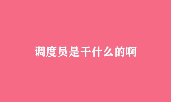 调度员是干什么的啊