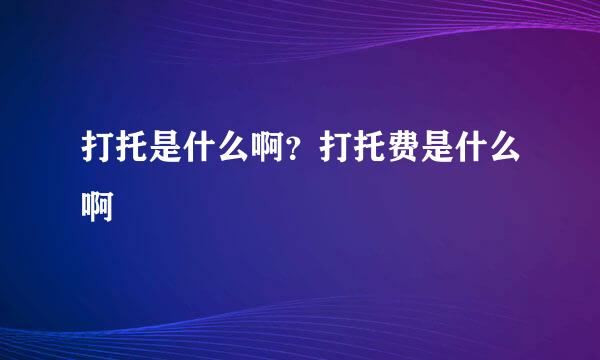 打托是什么啊？打托费是什么啊