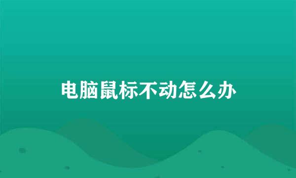 电脑鼠标不动怎么办