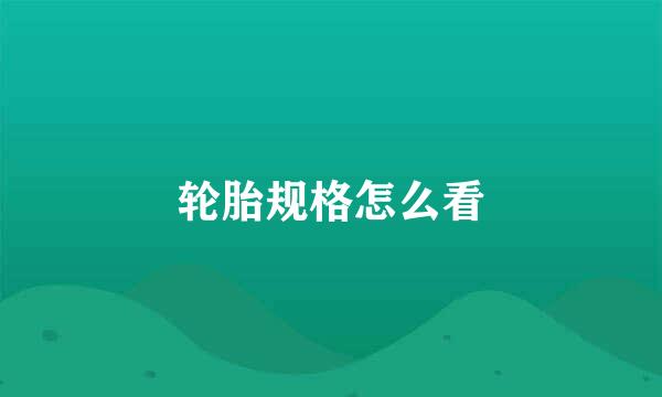 轮胎规格怎么看