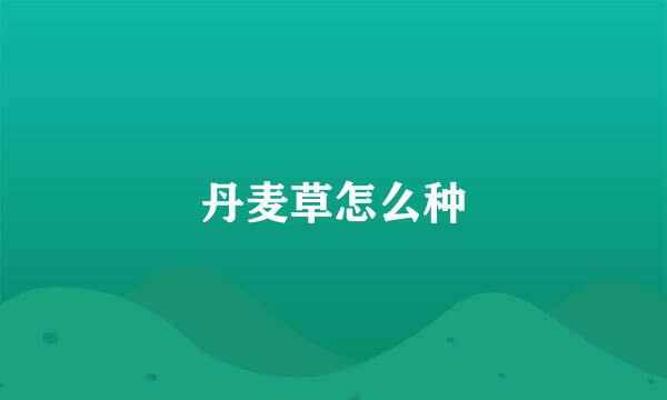 丹麦草怎么种