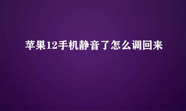 苹果12手机静音了怎么调回来