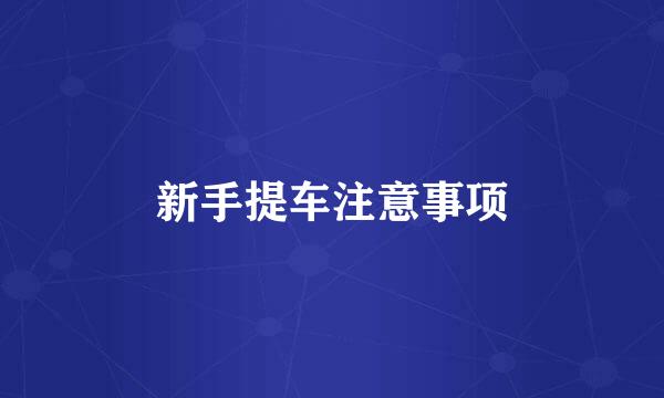新手提车注意事项