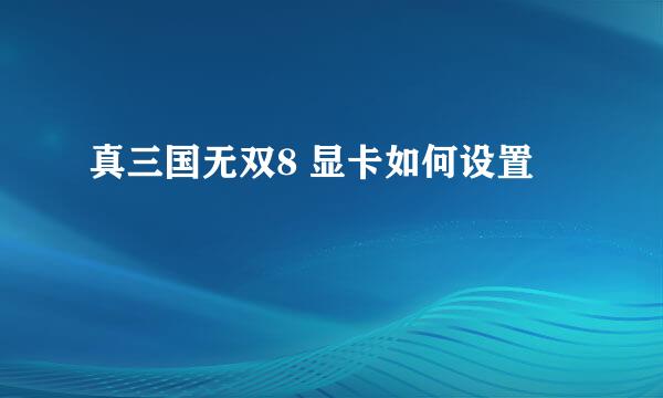 真三国无双8 显卡如何设置