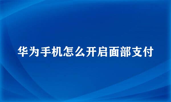 华为手机怎么开启面部支付