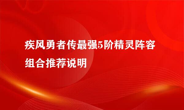 疾风勇者传最强5阶精灵阵容组合推荐说明