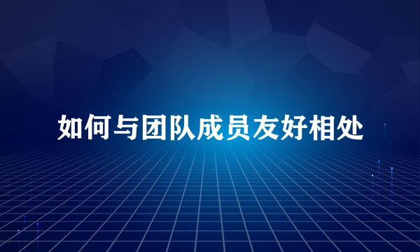 如何与团队成员友好相处