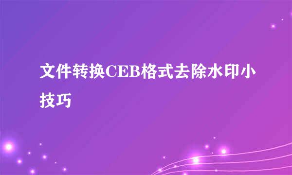 文件转换CEB格式去除水印小技巧