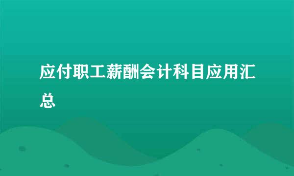 应付职工薪酬会计科目应用汇总