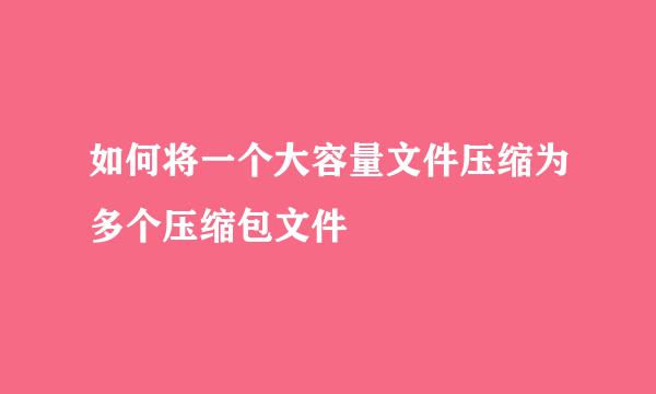 如何将一个大容量文件压缩为多个压缩包文件