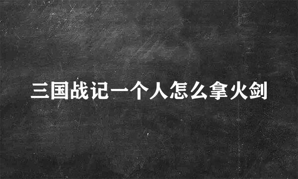 三国战记一个人怎么拿火剑