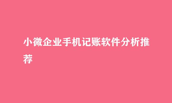 小微企业手机记账软件分析推荐