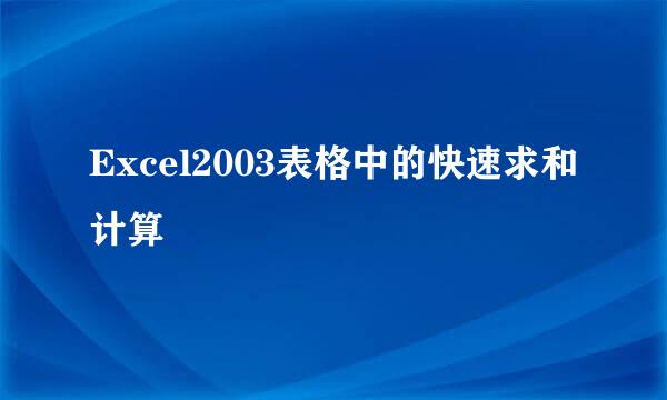 Excel2003表格中的快速求和计算