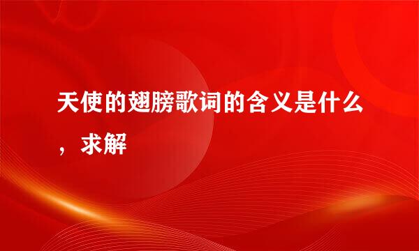 天使的翅膀歌词的含义是什么，求解