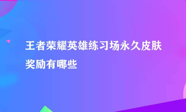 王者荣耀英雄练习场永久皮肤奖励有哪些