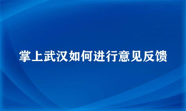 掌上武汉如何进行意见反馈