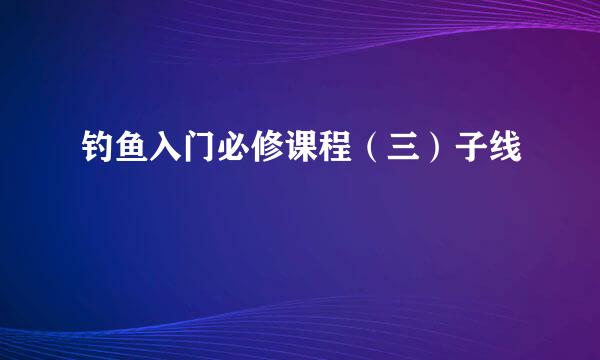 钓鱼入门必修课程（三）子线