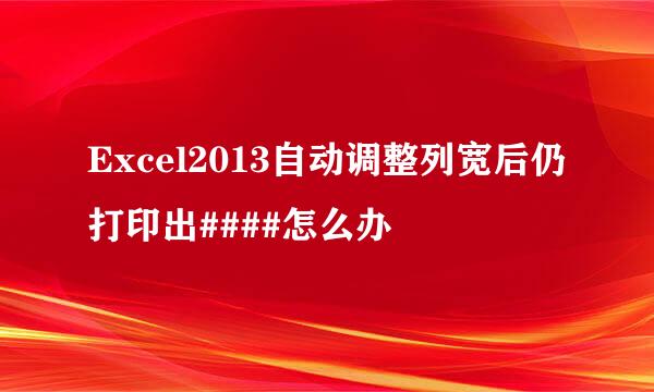 Excel2013自动调整列宽后仍打印出####怎么办